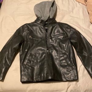 Boy Leather Jacket with hoodie in good condition